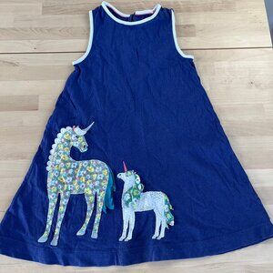Mini Boden dress with unicorn appliqué, size 6-7